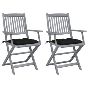 Folding garden chairs 2 units with solid acacia wood cushions by vidaXL, Garden chairs - Ref: Foro24-3064504, Price: 121,99 €...