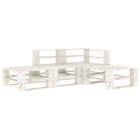 Juego de muebles de palets para jardín 4 piezas madera blanco de vidaXL, Conjuntos de jardín - Ref: Foro24-3052173, Precio: 2...