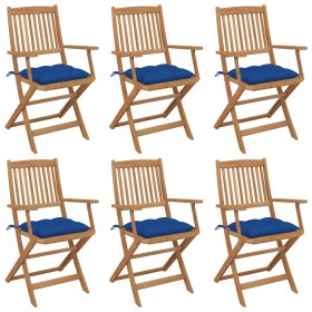 Folding garden chairs 6 units and solid acacia wood cushions by vidaXL, Garden chairs - Ref: Foro24-3074965, Price: 334,71 €,...