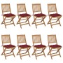 Folding garden chairs 8 units and solid acacia wood cushions by vidaXL, Garden chairs - Ref: Foro24-3075045, Price: 407,69 €,...