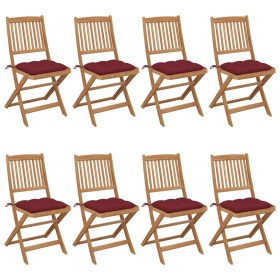 Folding garden chairs 8 units and solid acacia wood cushions by vidaXL, Garden chairs - Ref: Foro24-3075045, Price: 410,99 €,...