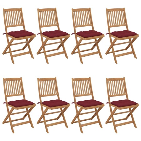 Folding garden chairs 8 units and solid acacia wood cushions by vidaXL, Garden chairs - Ref: Foro24-3075045, Price: 407,69 €,...