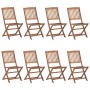 Folding garden chairs 8 units and solid acacia wood cushions by vidaXL, Garden chairs - Ref: Foro24-3075045, Price: 407,69 €,...