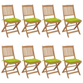 Folding garden chairs 8 units and solid acacia wood cushions by vidaXL, Garden chairs - Ref: Foro24-3075047, Price: 408,99 €,...