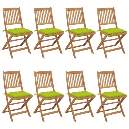 Folding garden chairs 8 units and solid acacia wood cushions by vidaXL, Garden chairs - Ref: Foro24-3075047, Price: 407,69 €,...