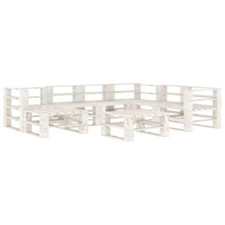 8-Piece White Wood Garden Pallet Furniture Set by vidaXL, Garden sets - Ref: Foro24-3052168, Price: 535,99 €, Discount: %