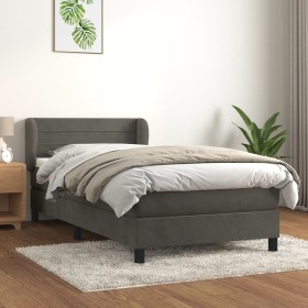 Box spring bed with dark gray velvet mattress 100x200 cm by vidaXL, Beds and slatted bases - Ref: Foro24-3127536, Price: 348,...