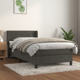 Box spring bed with dark gray velvet mattress 100x200 cm by vidaXL, Beds and slatted bases - Ref: Foro24-3131004, Price: 351,...