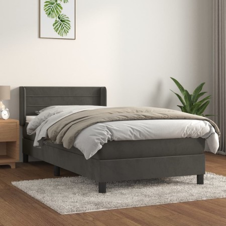 Cama box spring con colchón terciopelo gris oscuro 100x200 cm de vidaXL, Camas y somieres - Ref: Foro24-3131004, Precio: 351,...