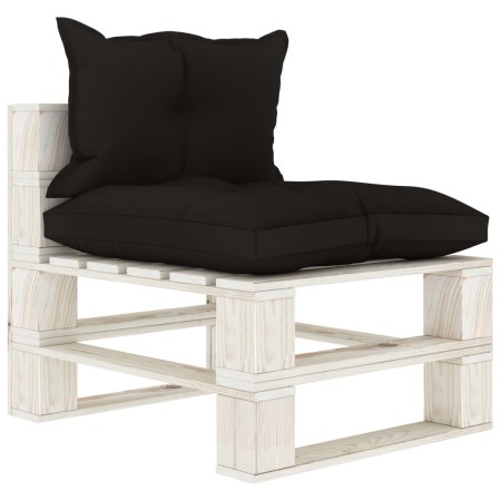 Zentrales Sofa aus Paletten für den Holzgarten mit schwarzen Kissen von vidaXL, Outdoor-Sofas - Ref: Foro24-3052350, Preis: 8...