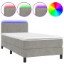 Box spring bed with mattress and LED light gray velvet 100x200 cm by vidaXL, Beds and slatted bases - Ref: Foro24-3134267, Pr...