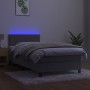 Box spring bed with mattress and LED light gray velvet 100x200 cm by vidaXL, Beds and slatted bases - Ref: Foro24-3134267, Pr...