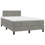 Box spring bed with mattress and LED light gray velvet 120x200 cm by vidaXL, Beds and slatted bases - Ref: Foro24-3134273, Pr...