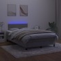 Box spring bed with mattress and LED light gray velvet 120x200 cm by vidaXL, Beds and slatted bases - Ref: Foro24-3134273, Pr...