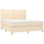 Boxspringbett-Matratze und LED-Leuchten, cremefarbener Stoff, 160 x 200 cm von vidaXL, Betten und Lattenroste - Ref: Foro24-3...