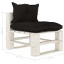 Zentrales Sofa aus Paletten für den Holzgarten mit schwarzen Kissen von vidaXL, Outdoor-Sofas - Ref: Foro24-3052350, Preis: 8...