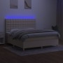 Box spring bed mattress and LED lights cream fabric 160x200 cm by vidaXL, Beds and slatted bases - Ref: Foro24-3135770, Price...