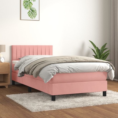 Cama box spring con colchón terciopelo rosa 80x200 cm de vidaXL, Camas y somieres - Ref: Foro24-3141394, Precio: 275,02 €, De...