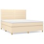 Cama box spring con colchón tela color crema 160x200 cm de vidaXL, Camas y somieres - Ref: Foro24-3142430, Precio: 585,60 €, ...