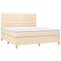 Cama box spring con colchón tela color crema 160x200 cm de vidaXL, Camas y somieres - Ref: Foro24-3142430, Precio: 585,60 €, ...