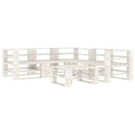 6-piece white wood garden pallet furniture set by vidaXL, Garden sets - Ref: Foro24-3052182, Price: 444,99 €, Discount: %