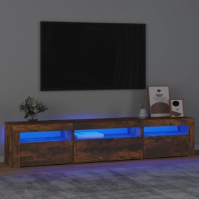 Mueble de TV con luces LED roble ahumado 195x35x40 cm de vidaXL, Muebles TV - Ref: Foro24-3152743, Precio: 139,96 €, Descuent...