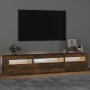 Mueble de TV con luces LED roble ahumado 195x35x40 cm de vidaXL, Muebles TV - Ref: Foro24-3152743, Precio: 137,78 €, Descuent...