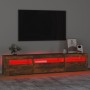 Mueble de TV con luces LED roble ahumado 195x35x40 cm de vidaXL, Muebles TV - Ref: Foro24-3152743, Precio: 137,78 €, Descuent...