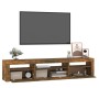 Mueble de TV con luces LED roble ahumado 195x35x40 cm de vidaXL, Muebles TV - Ref: Foro24-3152743, Precio: 137,78 €, Descuent...