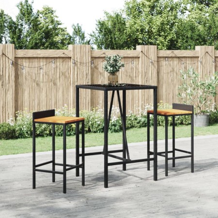 High bar table made of PE rattan and black glass surface, measuring 70x70x110 cm. by vidaXL, Garden tables - Ref: Foro24-3625...