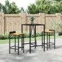 High bar table made of PE rattan and black glass surface, measuring 70x70x110 cm. by vidaXL, Garden tables - Ref: Foro24-3625...