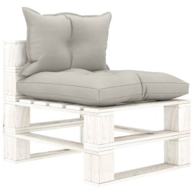 Central pallet sofa for garden made of wood with taupe cushions by vidaXL, Outdoor sofas - Ref: Foro24-3052398, Price: 83,99 ...