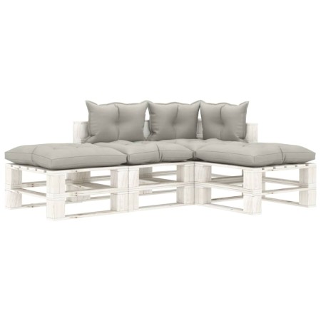 Set muebles de palés de jardín 4 pzas madera cojines gris taupe de vidaXL, Conjuntos de jardín - Ref: Foro24-3052409, Precio:...