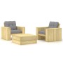 Set muebles de jardín y cojines 3 pzas madera pino impregnada de vidaXL, Conjuntos de jardín - Ref: Foro24-3065805, Precio: 4...