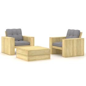 Garden furniture set with 3-piece pine wood impregnated cushions. by vidaXL, Garden sets - Ref: Foro24-3065805, Price: 408,99...