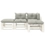 Set muebles de palés de jardín 4 pzas madera cojines gris taupe de vidaXL, Conjuntos de jardín - Ref: Foro24-3052409, Precio:...