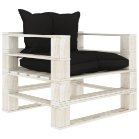 Wooden garden pallet sofa with black cushions by vidaXL, Outdoor sofas - Ref: Foro24-3052348, Price: 102,99 €, Discount: %