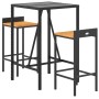 Bar table and garden stools 3 pieces made of acacia wood and black PE rattan by vidaXL, Garden sets - Ref: Foro24-3187674, Pr...