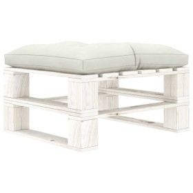 Otomana de palets para jardín madera con cojín beige de vidaXL, Otomanas de exterior - Ref: Foro24-3052423, Precio: 86,95 €, ...