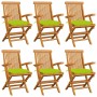 Garden chairs 6 pcs teak wood with bright green cushions by vidaXL, Garden chairs - Ref: Foro24-3062567, Price: 403,99 €, Dis...