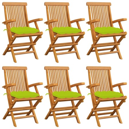 Garden chairs 6 pcs teak wood with bright green cushions by vidaXL, Garden chairs - Ref: Foro24-3062567, Price: 403,99 €, Dis...