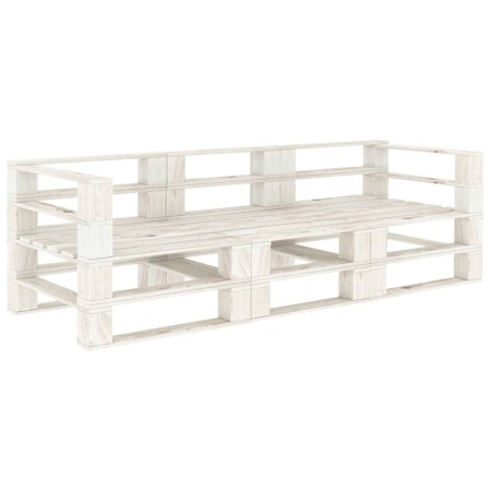 Garden pallet sofa 3-seater white wood by vidaXL, Outdoor sofas - Ref: Foro24-3052165, Price: 209,68 €, Discount: %