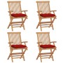 Garden chairs 4 units solid teak wood with red cushions by vidaXL, Garden chairs - Ref: Foro24-3065638, Price: 348,79 €, Disc...