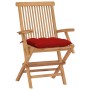 Garden chairs 4 units solid teak wood with red cushions by vidaXL, Garden chairs - Ref: Foro24-3065638, Price: 348,79 €, Disc...