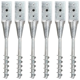 Ground spikes 6 units galvanized steel silver 10x10x57 cm by vidaXL, Spikes for anchoring in the ground - Ref: Foro24-145442,...