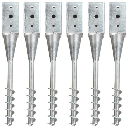 Ground spikes 6 units galvanized steel silver 10x10x57 cm by vidaXL, Spikes for anchoring in the ground - Ref: Foro24-145442,...