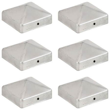 Tapas para postes de valla 6 uds metal galvanizado 71x71mm de vidaXL, Accesorios para rejas y vallas - Ref: Foro24-145489, Pr...