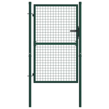 Puerta de valla de acero verde 100x125 cm de vidaXL, Puertas de jardín - Ref: Foro24-145733, Precio: 143,14 €, Descuento: %