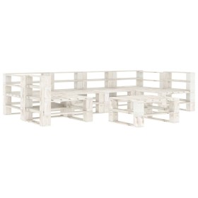 7-piece white wood garden pallet furniture set by vidaXL, Garden sets - Ref: Foro24-3052176, Price: 465,99 €, Discount: %