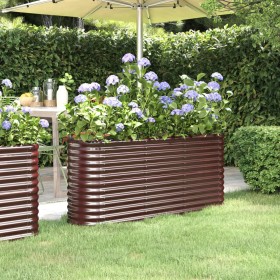 Steel powder-coated brown raised garden planter 152x40x68 cm by vidaXL, Pots and planters - Ref: Foro24-318895, Price: 62,65 ...